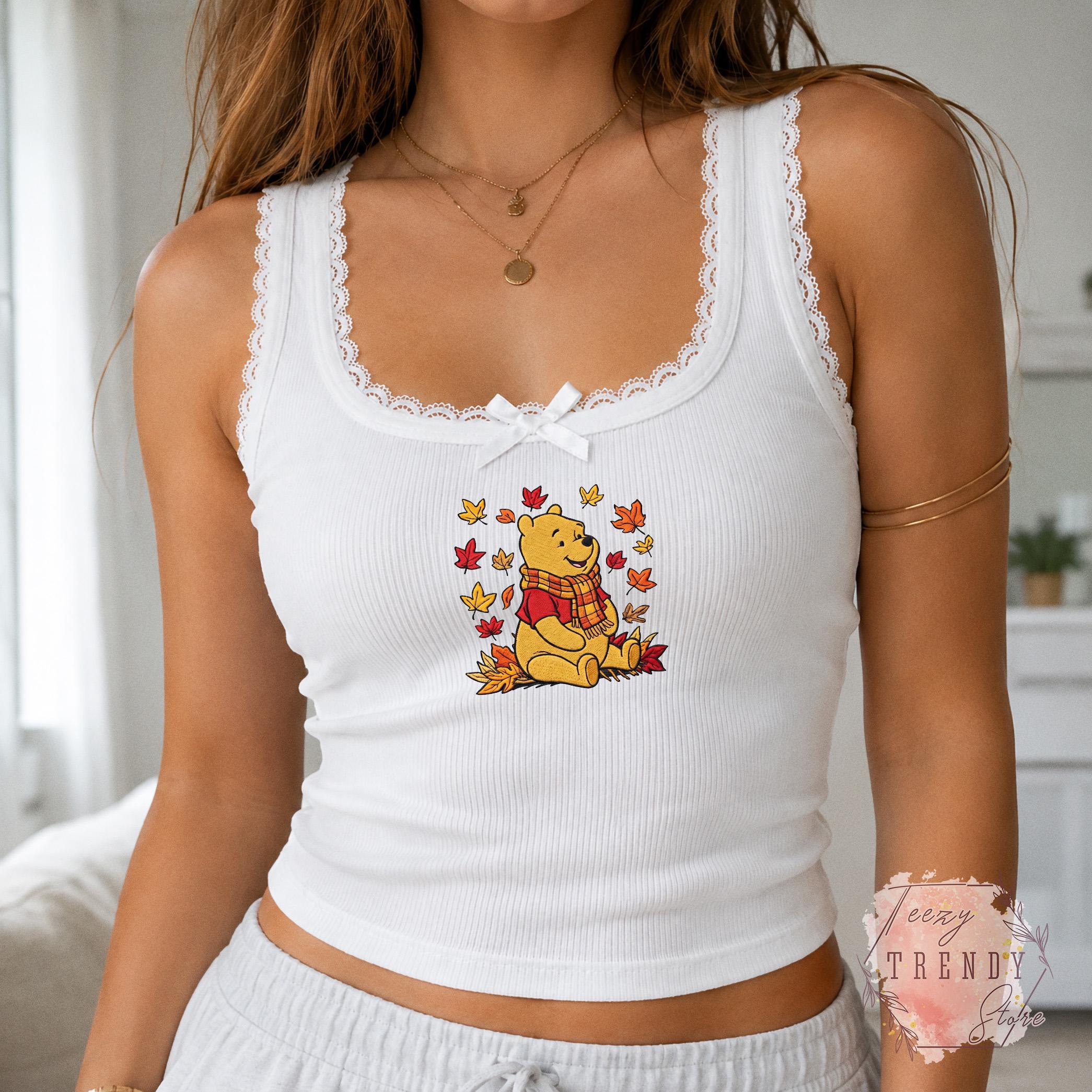 Vintage Honey Bear Embroidered Lace Tank Top for Women – Winnie the Pooh Spooky Season Shirt and Magical Land Fall Inspired Gift - photo 7