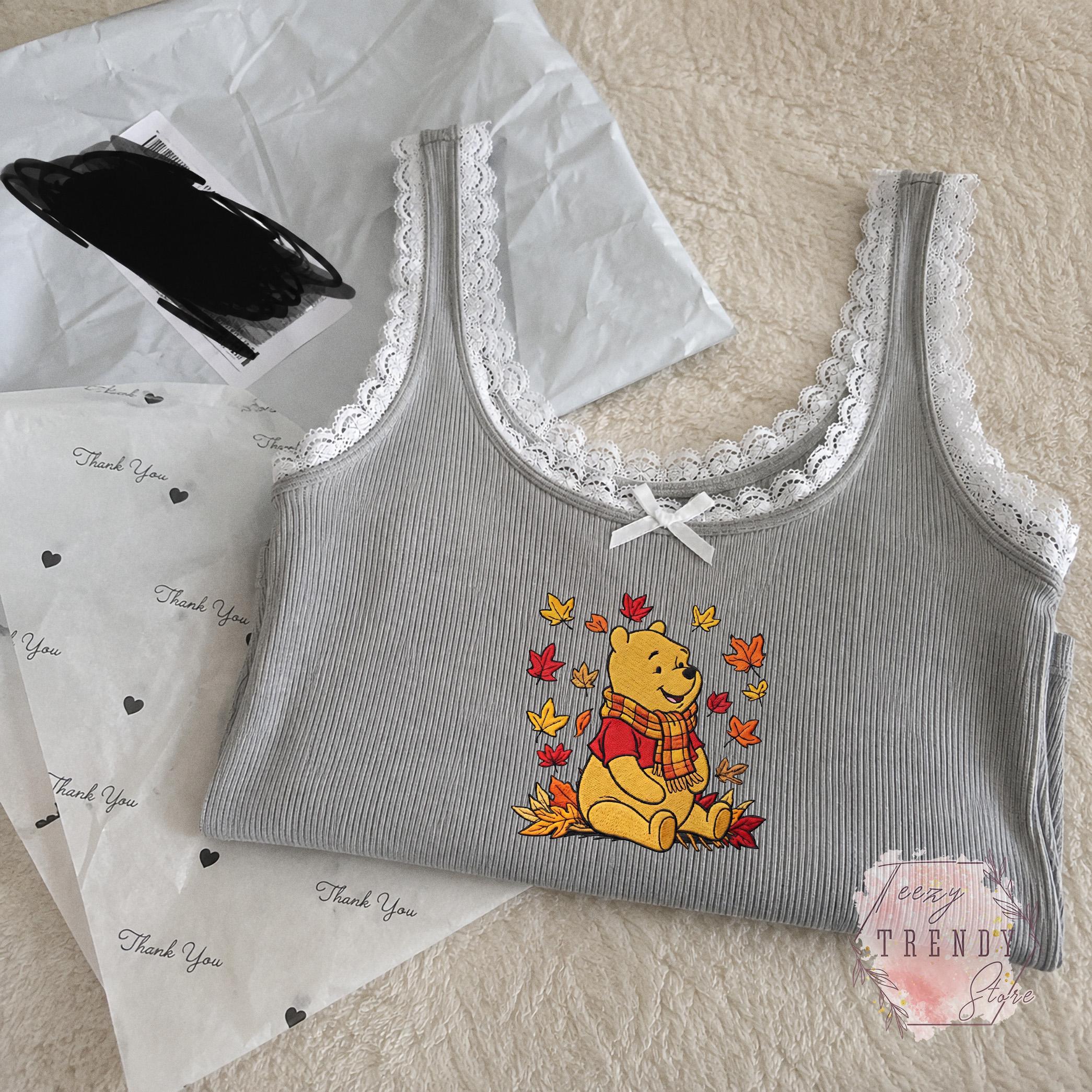 Vintage Honey Bear Embroidered Lace Tank Top for Women – Winnie the Pooh Spooky Season Shirt and Magical Land Fall Inspired Gift - photo 13