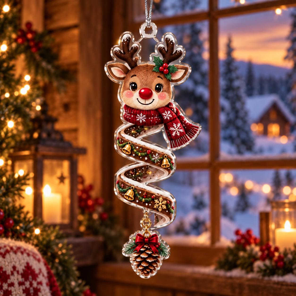 Christmas Acrylic Ornament Set with Tree Reindeer Snowman Gingerbread Hanging Decor and Cute Holiday Keepsake Gift - photo 4