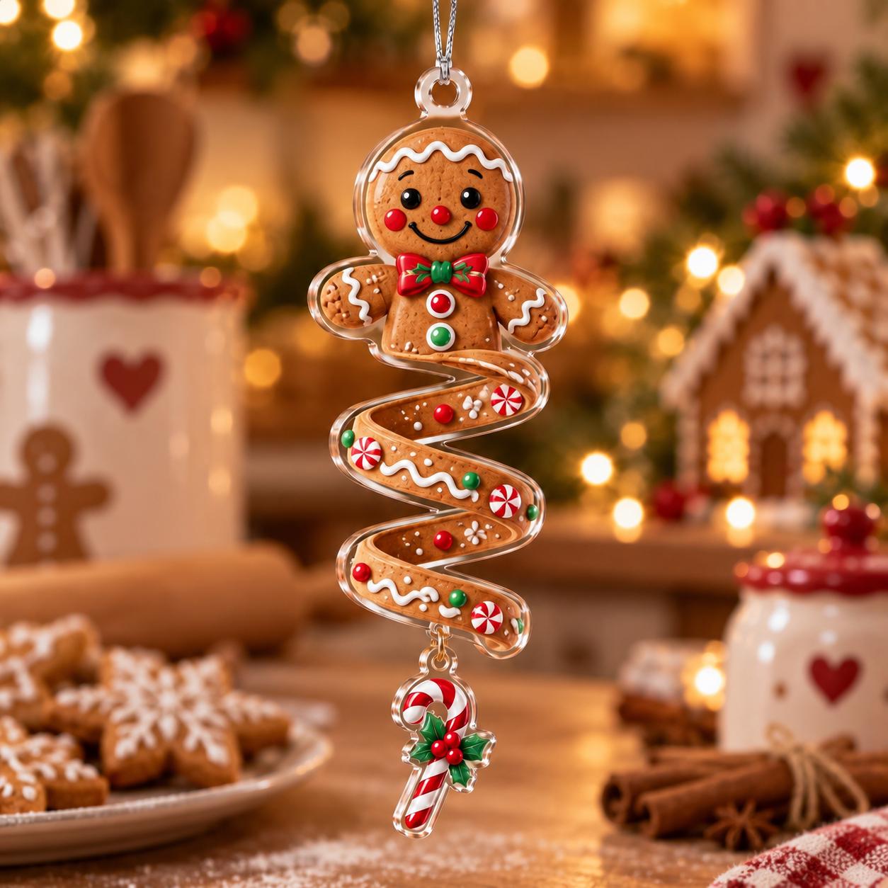 Christmas Acrylic Ornament Set with Tree Reindeer Snowman Gingerbread Hanging Decor and Cute Holiday Keepsake Gift - photo 8