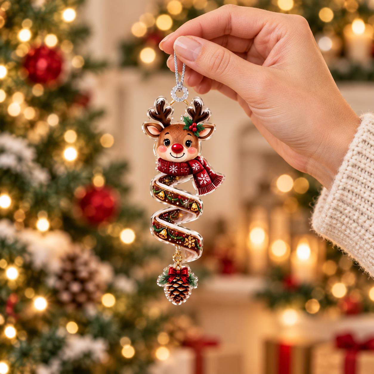 Christmas Acrylic Ornament Set with Tree Reindeer Snowman Gingerbread Hanging Decor and Cute Holiday Keepsake Gift - photo 11