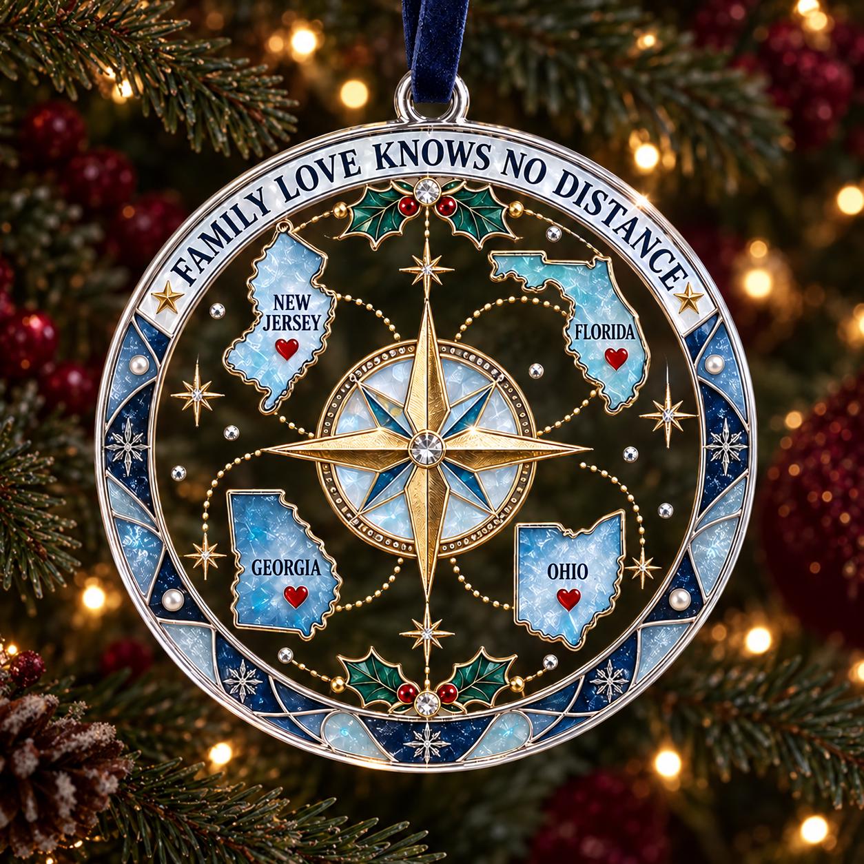 Personalized Long Distance Family Acrylic Ornament with Custom State Tree Decor and Love Keepsake for Christmas Gift - photo 2