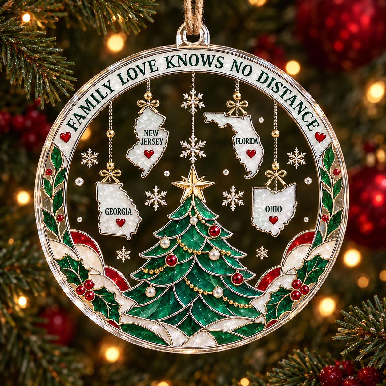 Personalized Long Distance Family Acrylic Ornament with Custom State Tree Decor and Love Keepsake for Christmas Gift - photo 3