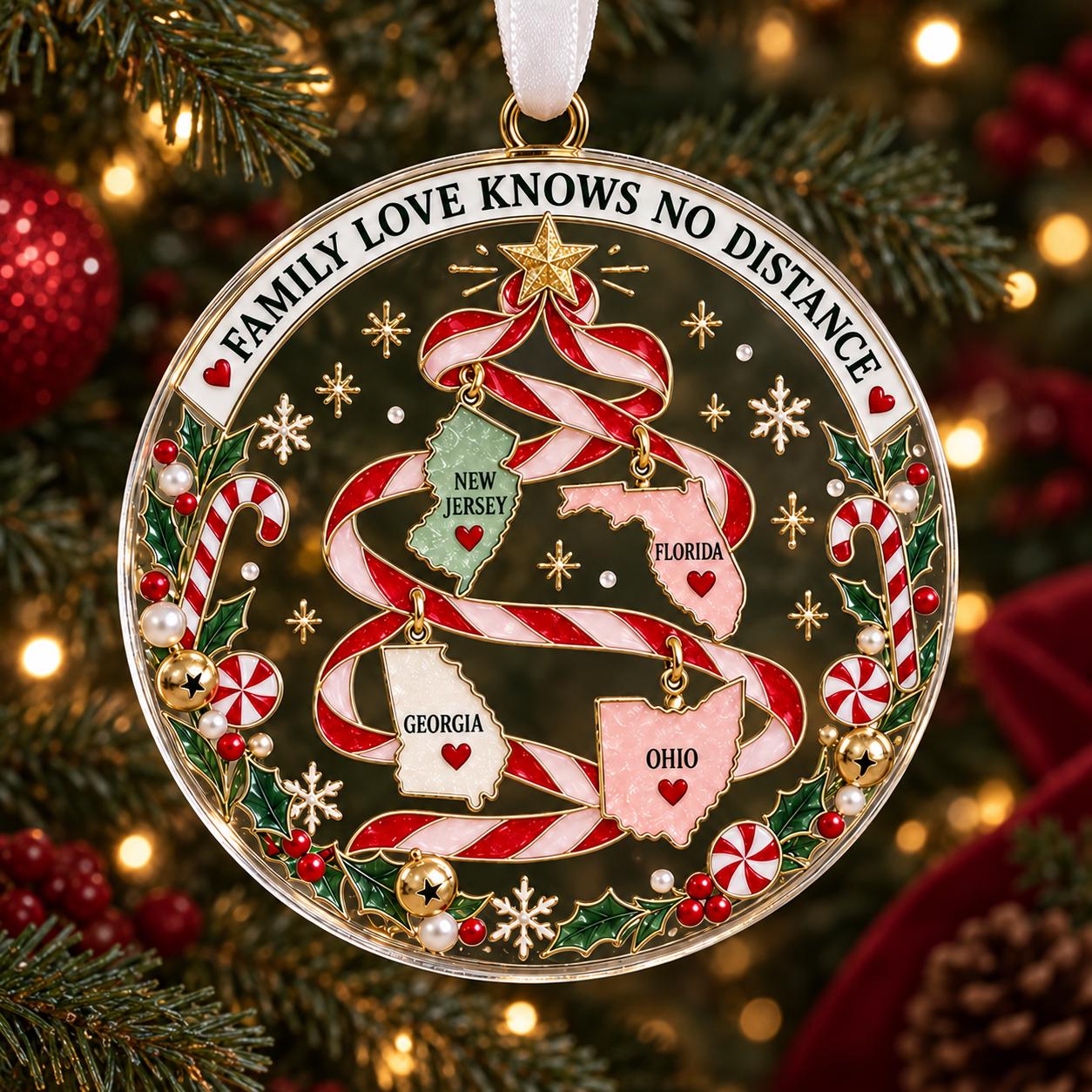 Personalized Long Distance Family Acrylic Ornament with Custom State Tree Decor and Love Keepsake for Christmas Gift - photo 6