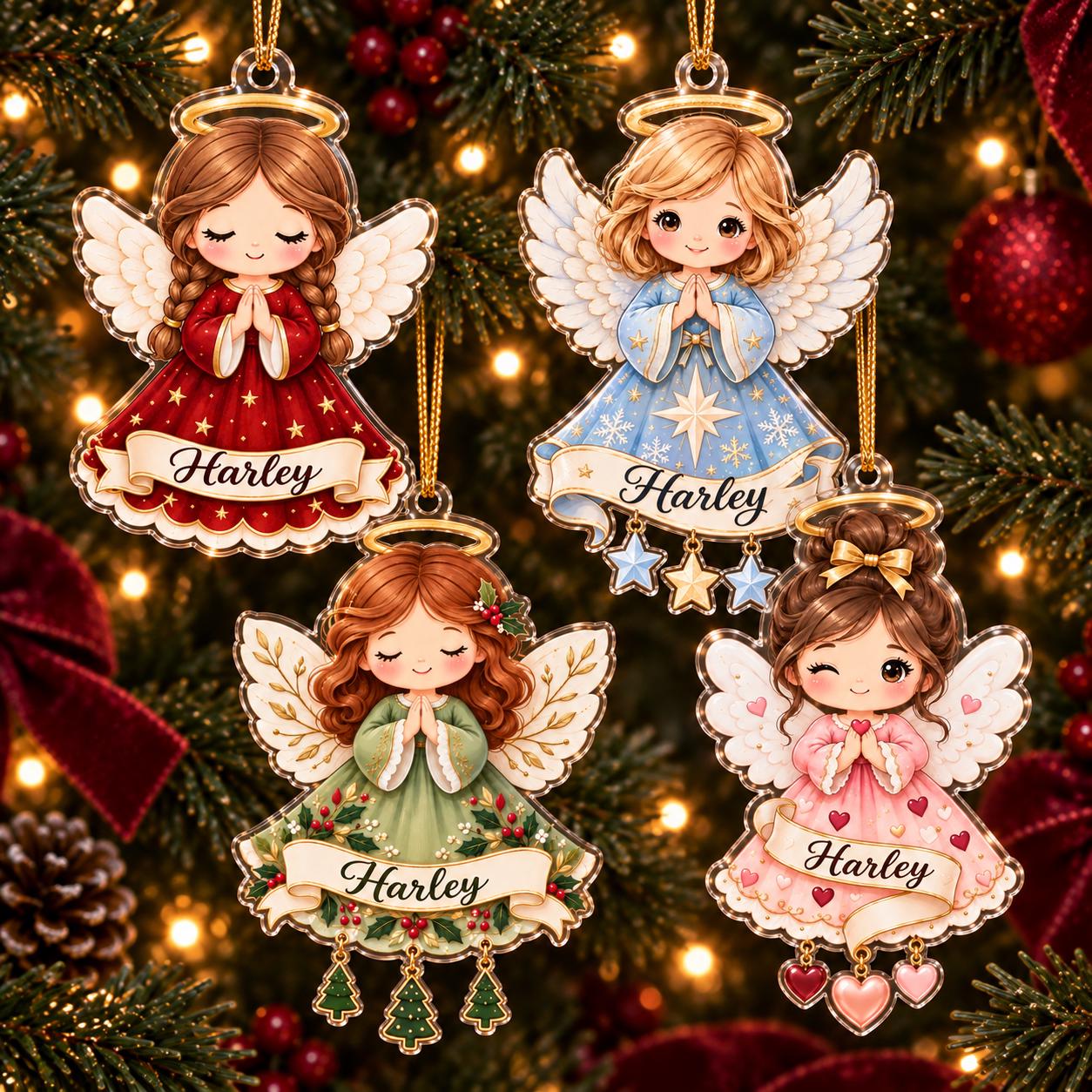 Personalized Angel Acrylic Ornament with Custom Name Christmas Tree Decor and Guardian Keepsake for Religious Gift