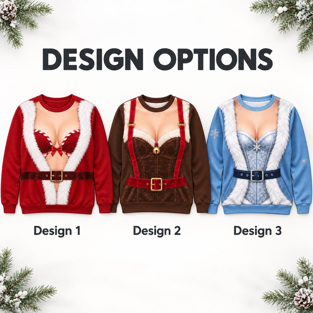 Sweatshirt – Funny Christmas Corset Sweater for Women with Santa Mrs Claus 3D Illusion Ugly Xmas Party Pullover and Holiday Gag Gift - photo 5