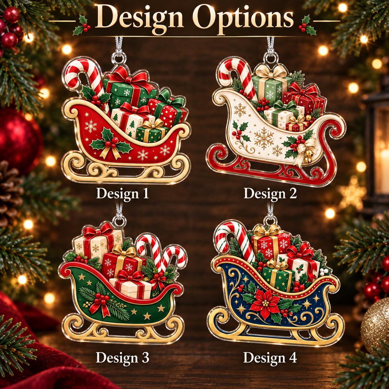 Christmas Sleigh Acrylic Ornament with Gift Box Candy Cane Tree Decor and Holiday Hanging Ornament for Festive Gift - photo 4