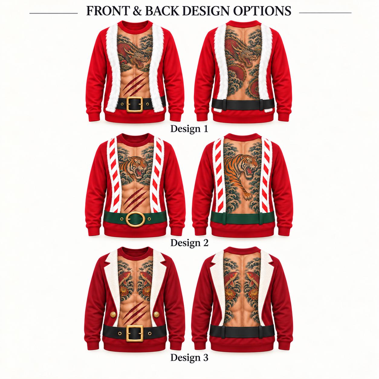 Sweatshirt – Dragon Tattoo Santa Shirt for Men with Funny Christmas Sweater Open Chest Holiday and Xmas Party Gift - photo 4