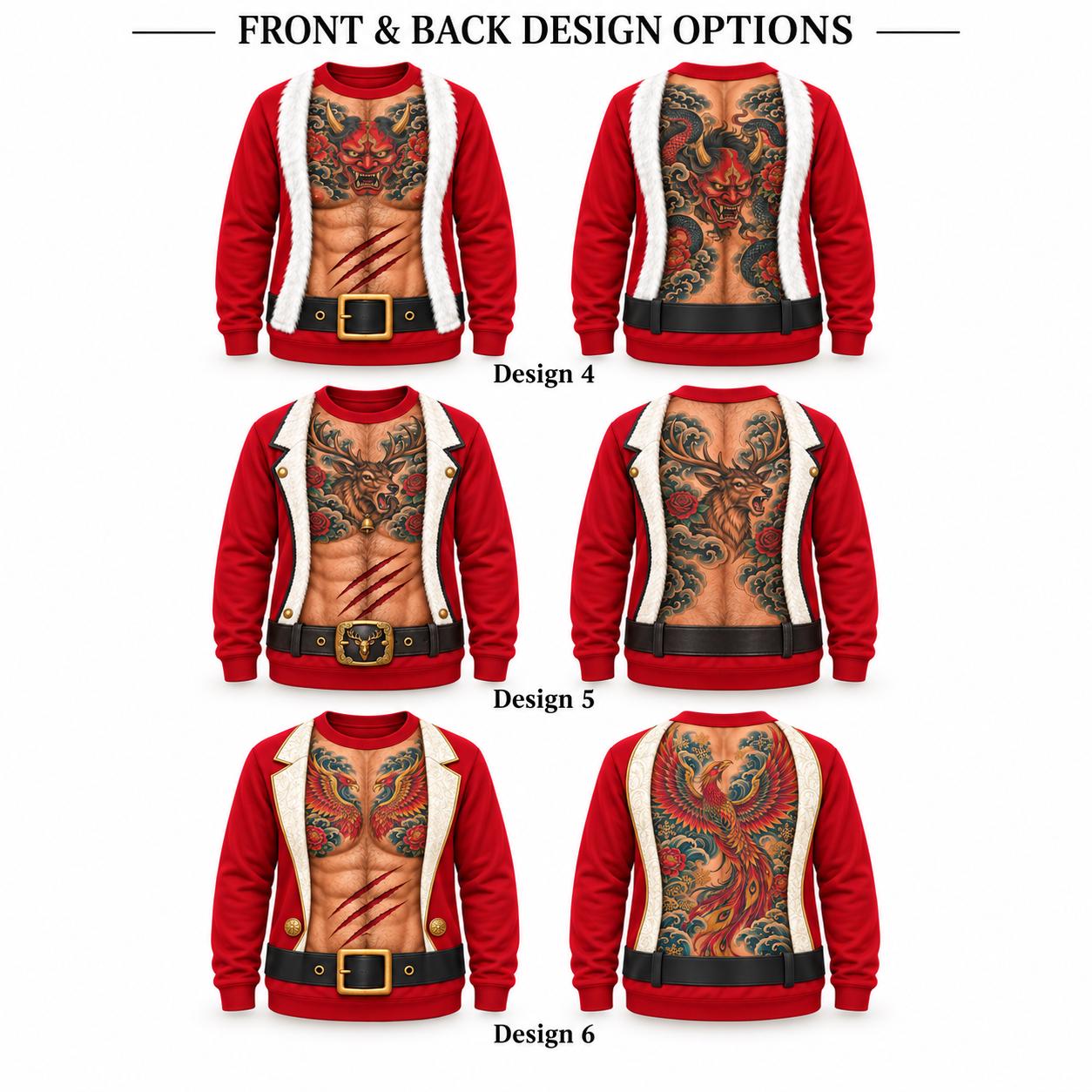 Sweatshirt – Dragon Tattoo Santa Shirt for Men with Funny Christmas Sweater Open Chest Holiday and Xmas Party Gift - photo 5