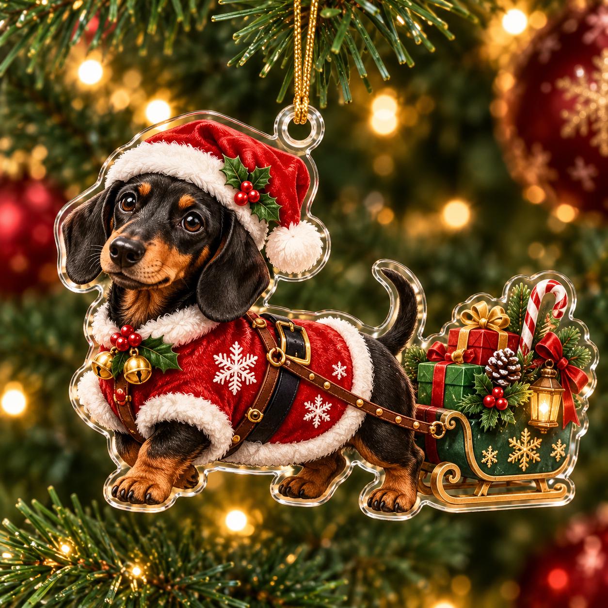 Dachshund Christmas Acrylic Ornament with Wiener Dog Holiday Tree Decor and Cute Sausage Keepsake for Lover Gift - photo 2