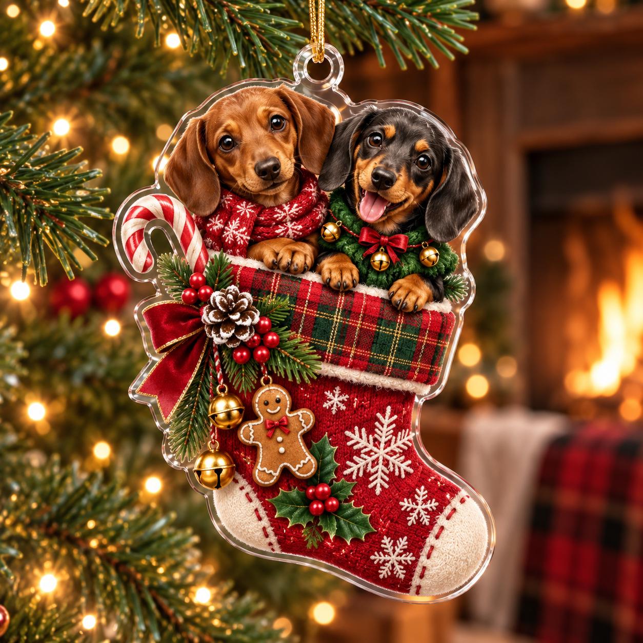 Dachshund Christmas Acrylic Ornament with Wiener Dog Holiday Tree Decor and Cute Sausage Keepsake for Lover Gift - photo 3