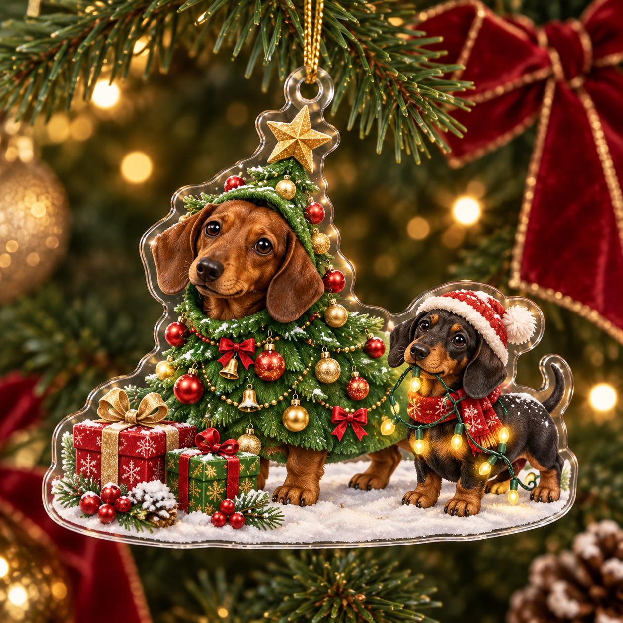 Dachshund Christmas Acrylic Ornament with Wiener Dog Holiday Tree Decor and Cute Sausage Keepsake for Lover Gift - photo 7