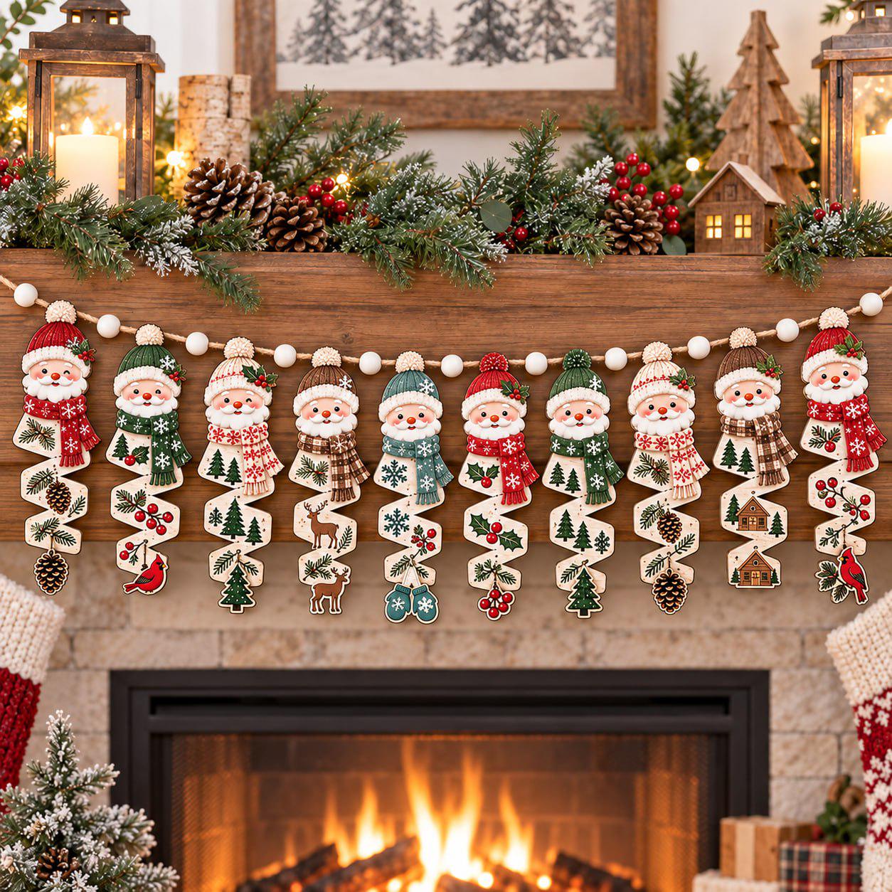 Garland – Snowman Wooden Banner for Christmas Mantel Decor with Rustic Winter Fireplace and Farmhouse Holiday Hanging Wood Decoration - photo 2