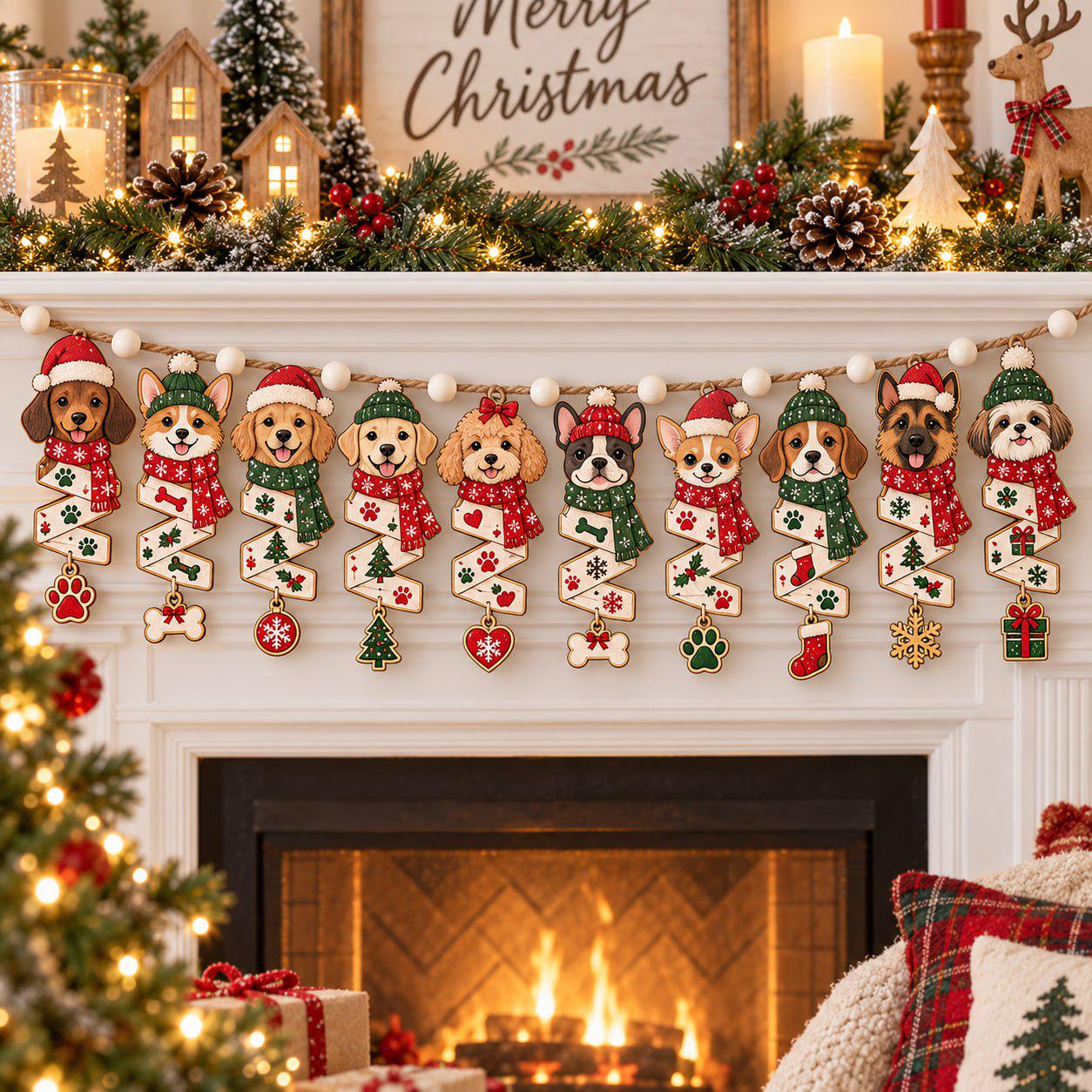 Garland – Dog Cat Wooden Banner for Christmas Mantel Decor with Pet Breed Puppy Kitty Hanging Holiday and Christmas Gift for Lovers - photo 2