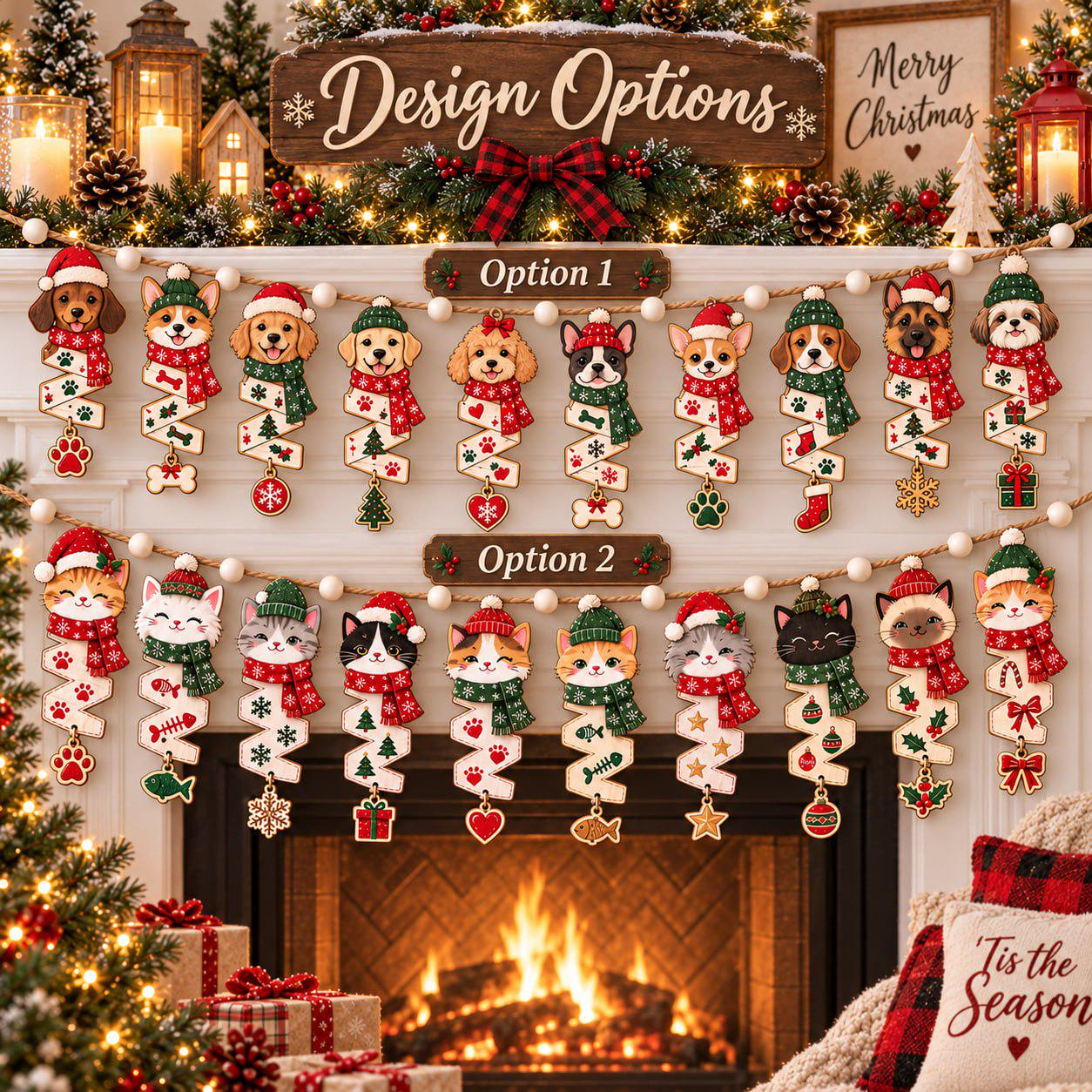Garland – Dog Cat Wooden Banner for Christmas Mantel Decor with Pet Breed Puppy Kitty Hanging Holiday and Christmas Gift for Lovers - photo 4