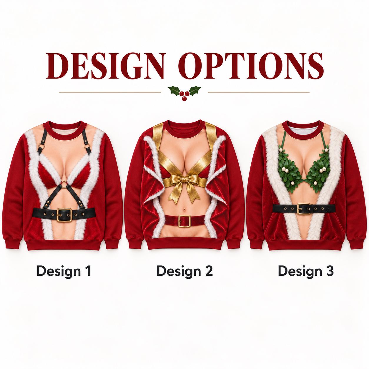 Sweatshirt – Funny Santa Lingerie Christmas Sweater for Women with 3D Illusion Naughty Ugly Xmas Holiday Party and Gag Gift - photo 3