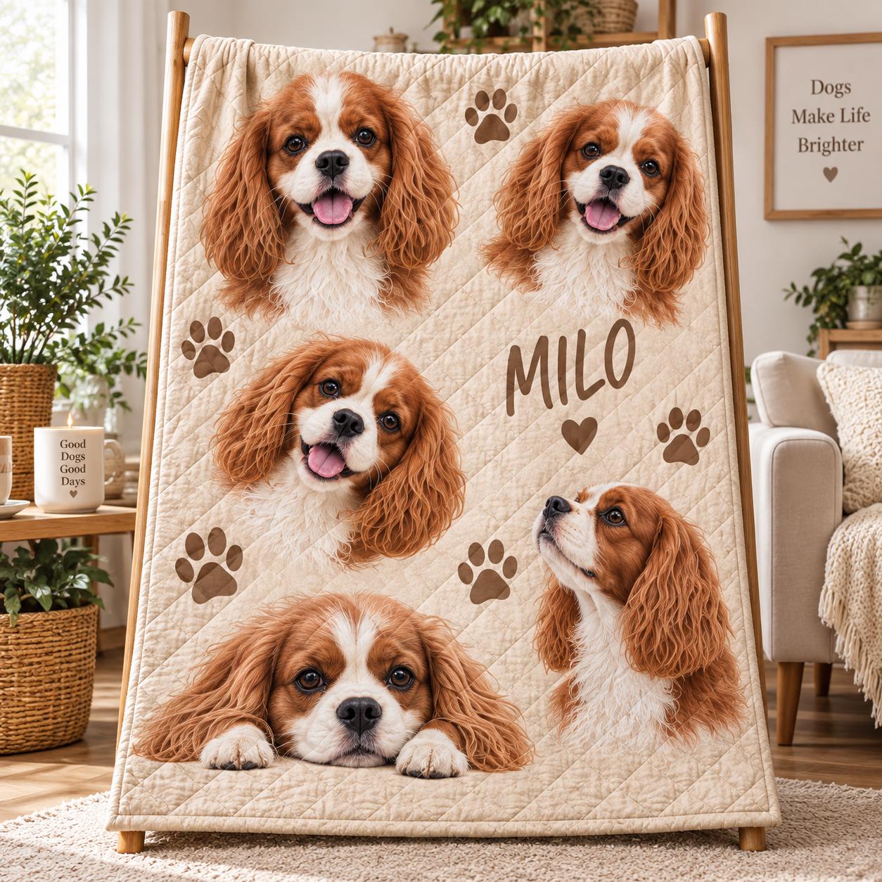 Personalized Pet Portrait Blanket with Custom Dog Cat Throw and Upload Picture Quilt Style Blanket for Mom Gift - photo 3
