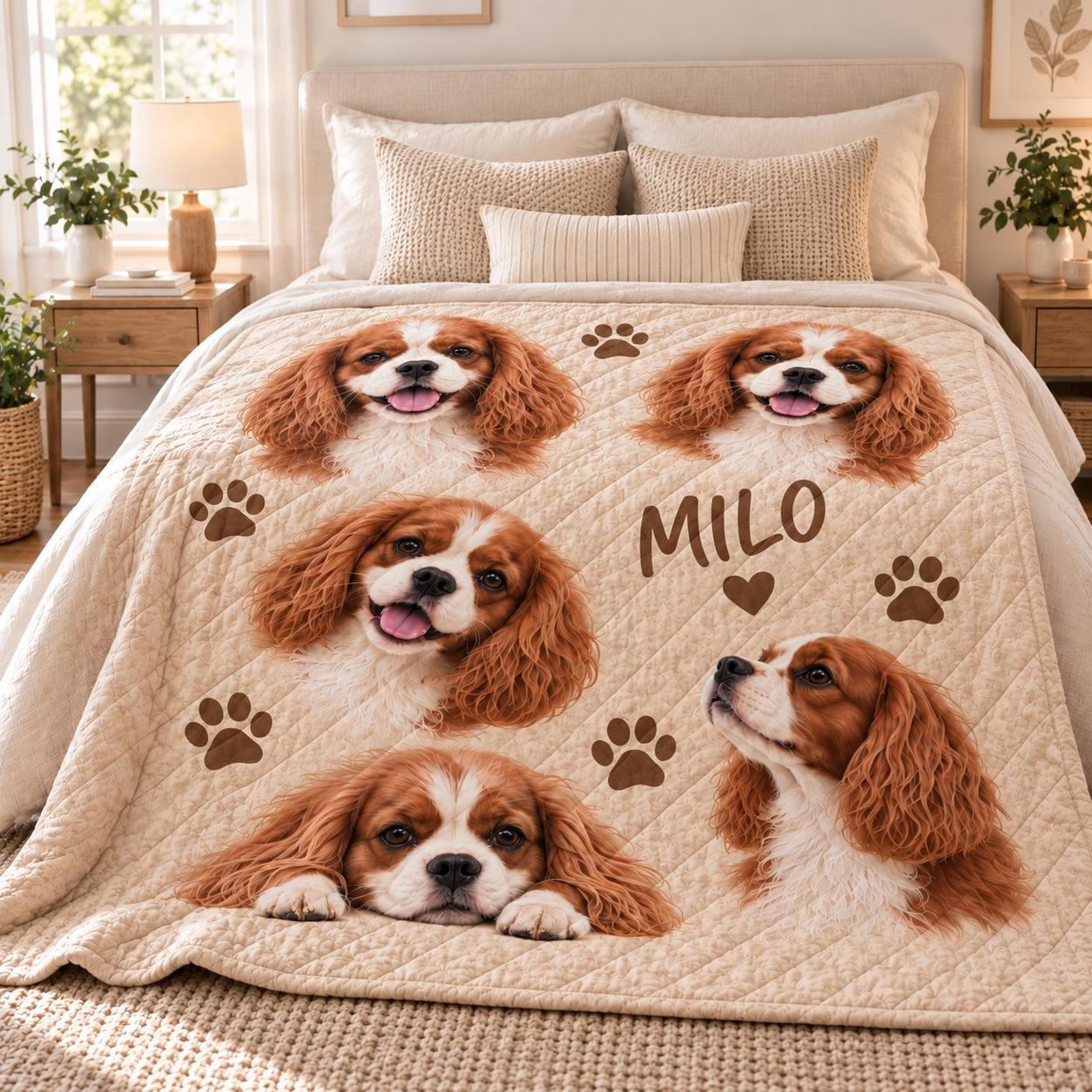 Personalized Pet Portrait Blanket with Custom Dog Cat Throw and Upload Picture Quilt Style Blanket for Mom Gift - photo 6