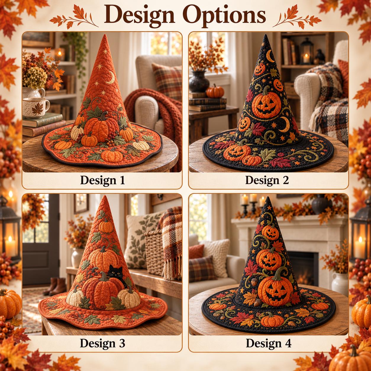 Decor – Witch Hat for Autumn Table Centerpiece with Quilted Style Pumpkin Harvest and Cozy Fall Home Thanksgiving Gift - photo 4