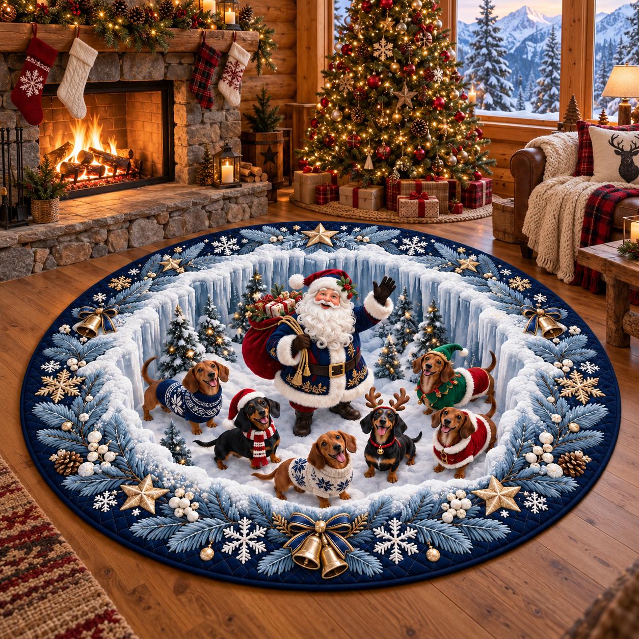 Rug – Dachshund Christmas Round Floor Mat with 3D Illusion Santa Dog Decor and Funny Wiener Holiday Gift - photo 6