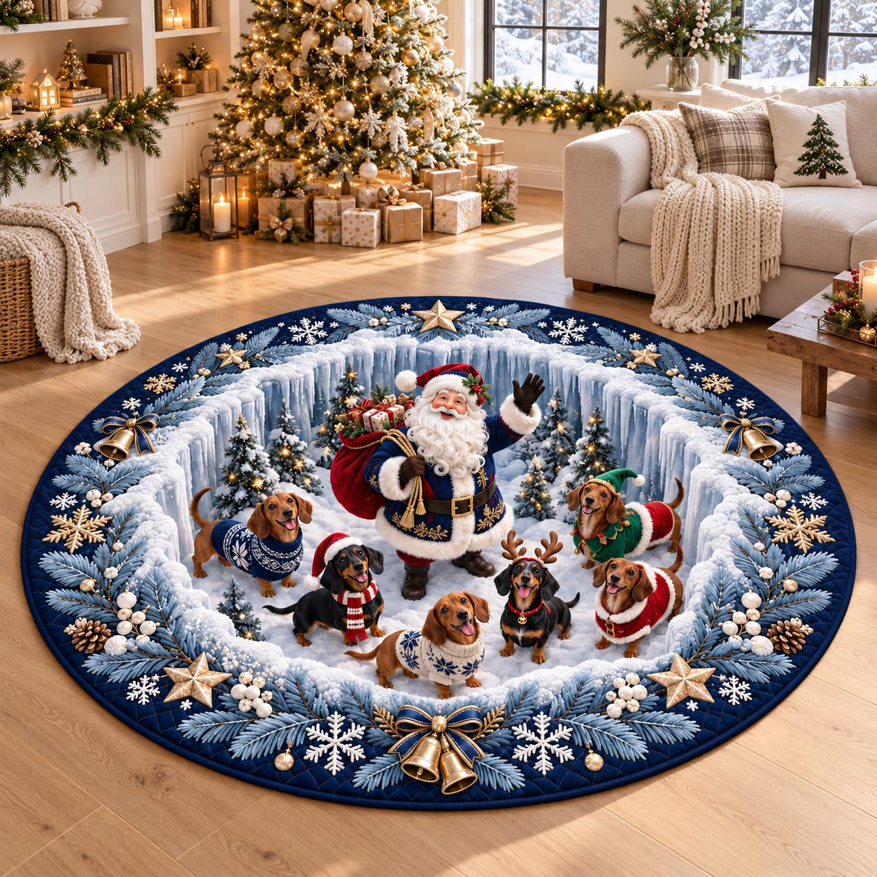 Rug – Dachshund Christmas Round Floor Mat with 3D Illusion Santa Dog Decor and Funny Wiener Holiday Gift - photo 7
