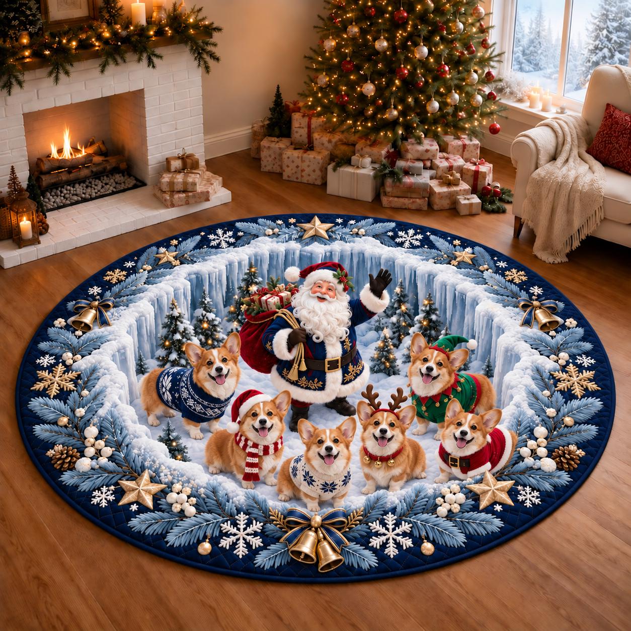 Rug – Dachshund Christmas Round Floor Mat with 3D Illusion Santa Dog Decor and Funny Wiener Holiday Gift - photo 9