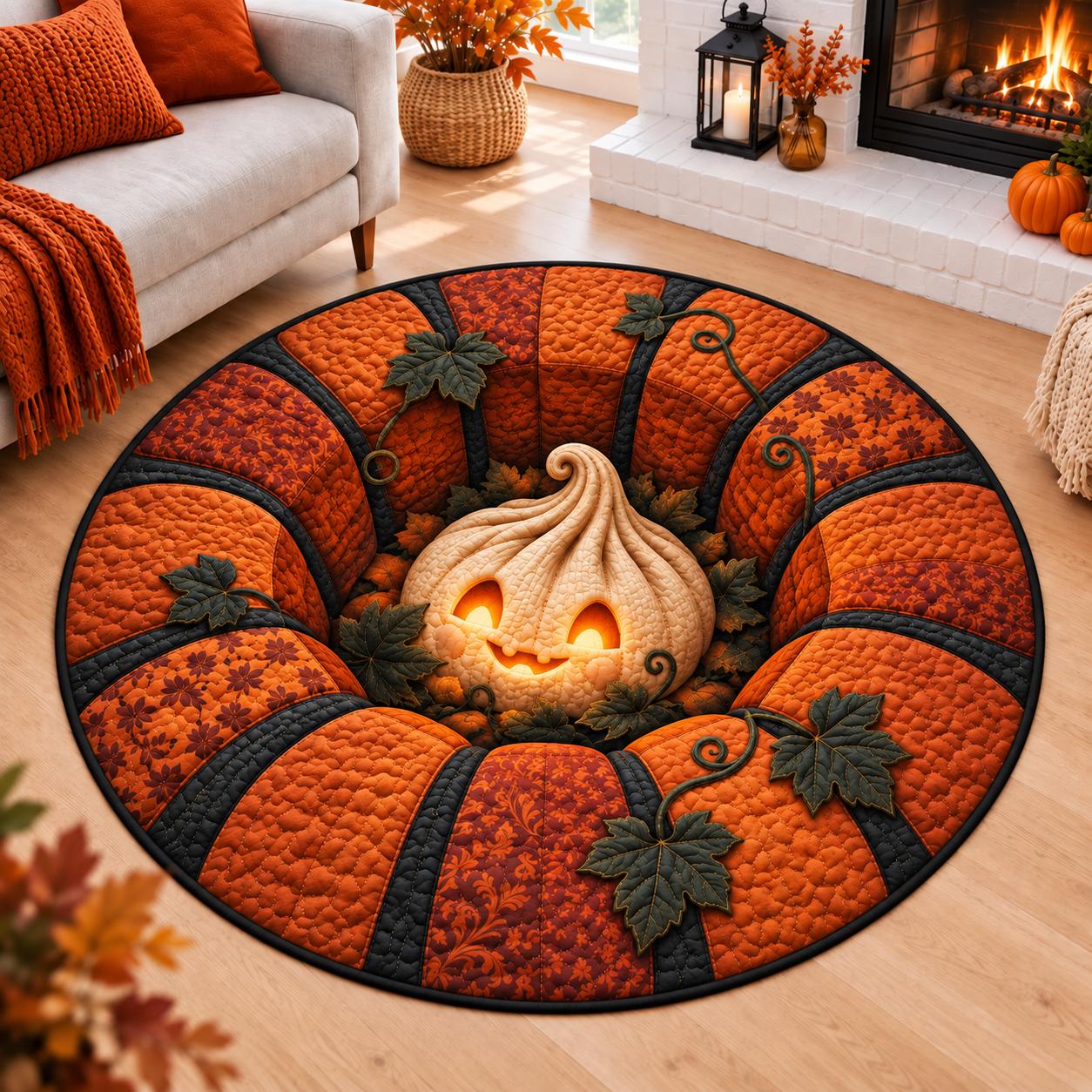 Rug – Dumpling Halloween Round Floor Mat for Spooky Home Decor with 3D Illusion Quilted Hole and Funny Stitched - photo 7