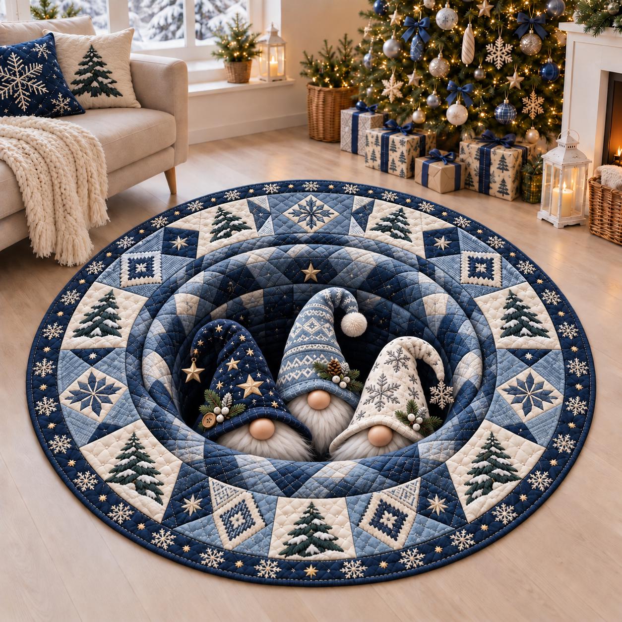 Christmas Gnomes Round Rug with 3D Illusion Quilted Winter Gnome Hole Floor Mat and Nordic Holiday Home Decor - photo 6
