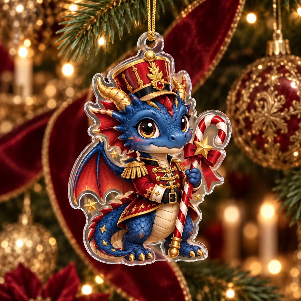 Dragon Christmas Ornament with Cute Fantasy Acrylic Reindeer Ice Fire Holiday Tree Decor and Lover Gift - photo 3
