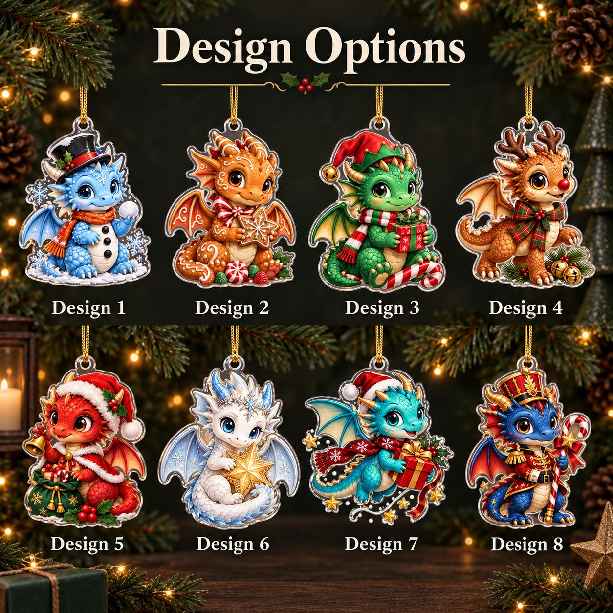 Dragon Christmas Ornament with Cute Fantasy Acrylic Reindeer Ice Fire Holiday Tree Decor and Lover Gift - photo 4