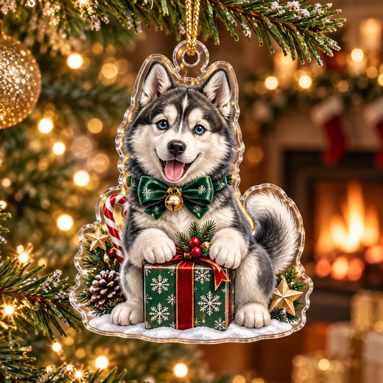Husky Christmas Ornament with Siberian Acrylic Santa Snow Globe Holiday Tree Decor and Dog Lover Gift - photo 6