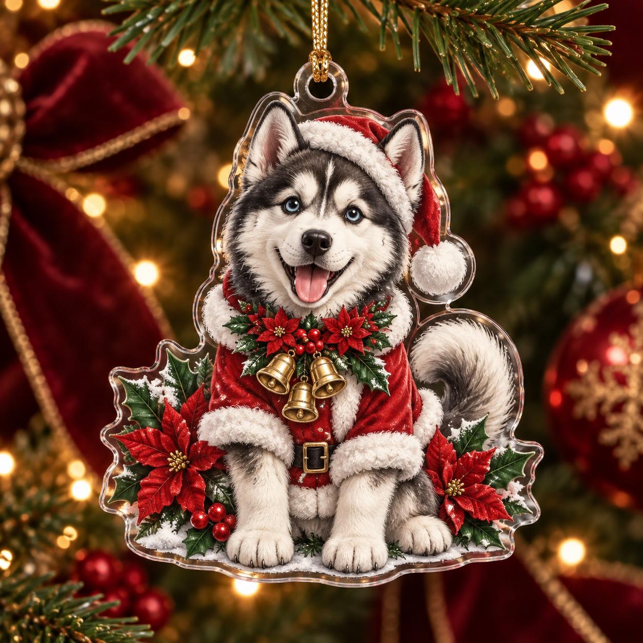 Husky Christmas Ornament with Siberian Acrylic Santa Snow Globe Holiday Tree Decor and Dog Lover Gift - photo 7