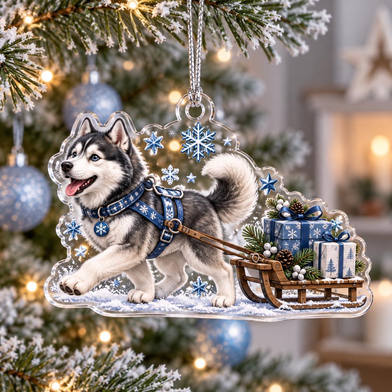 Husky Christmas Ornament with Siberian Acrylic Santa Snow Globe Holiday Tree Decor and Dog Lover Gift - photo 8