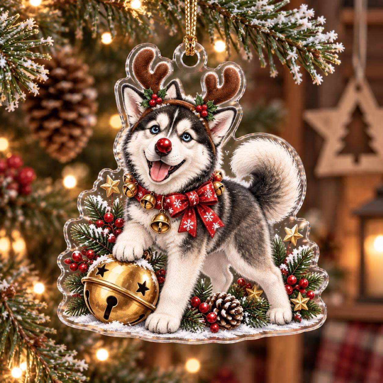 Husky Christmas Ornament with Siberian Acrylic Santa Snow Globe Holiday Tree Decor and Dog Lover Gift - photo 10
