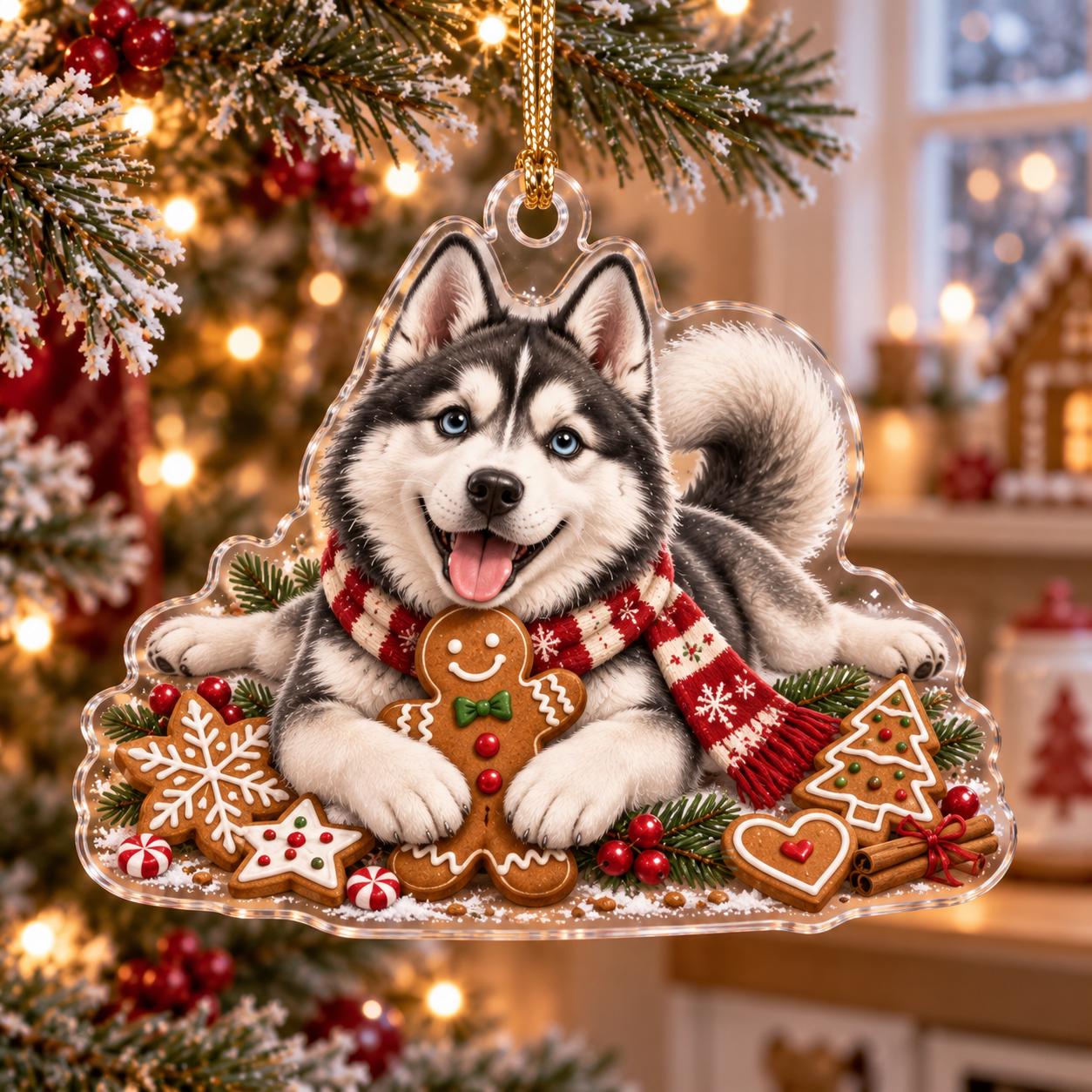 Husky Christmas Ornament with Siberian Acrylic Santa Snow Globe Holiday Tree Decor and Dog Lover Gift - photo 12