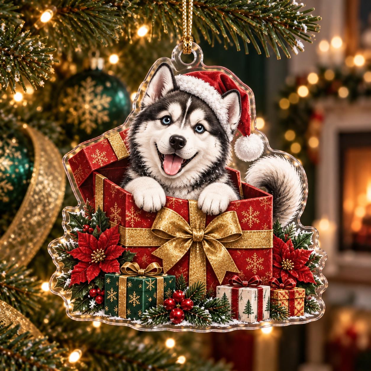 Husky Christmas Ornament with Siberian Acrylic Santa Snow Globe Holiday Tree Decor and Dog Lover Gift - photo 13