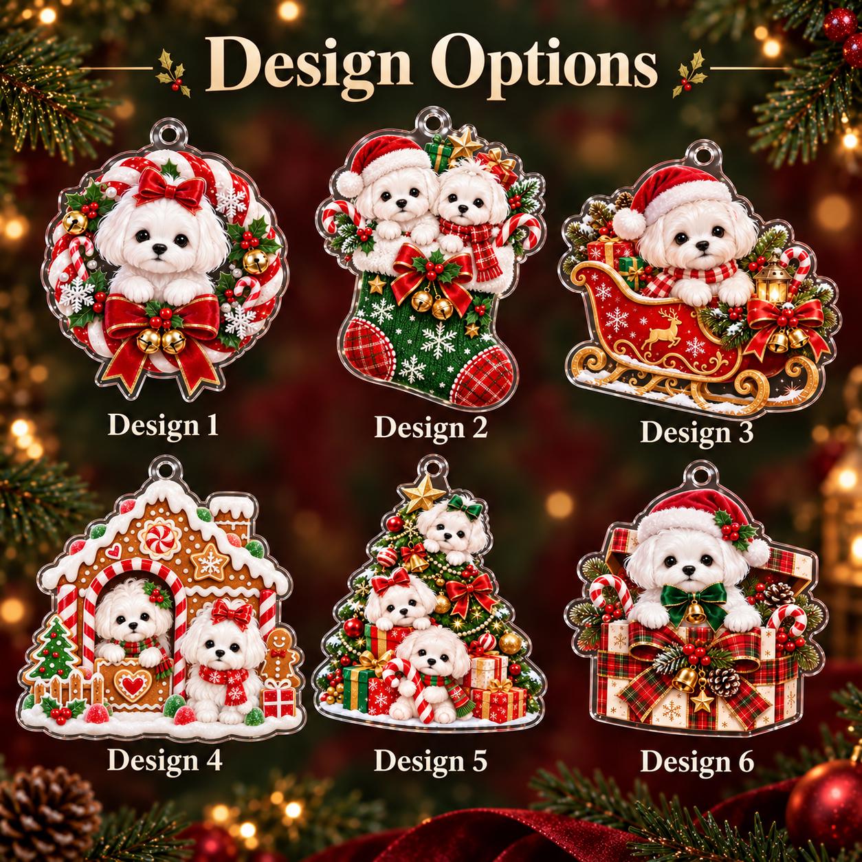 Cute White Maltese Dog Acrylic Christmas Ornament – Santa Sleigh And Gingerbread Holiday Tree Decor Gift For Dog Lover - photo 3