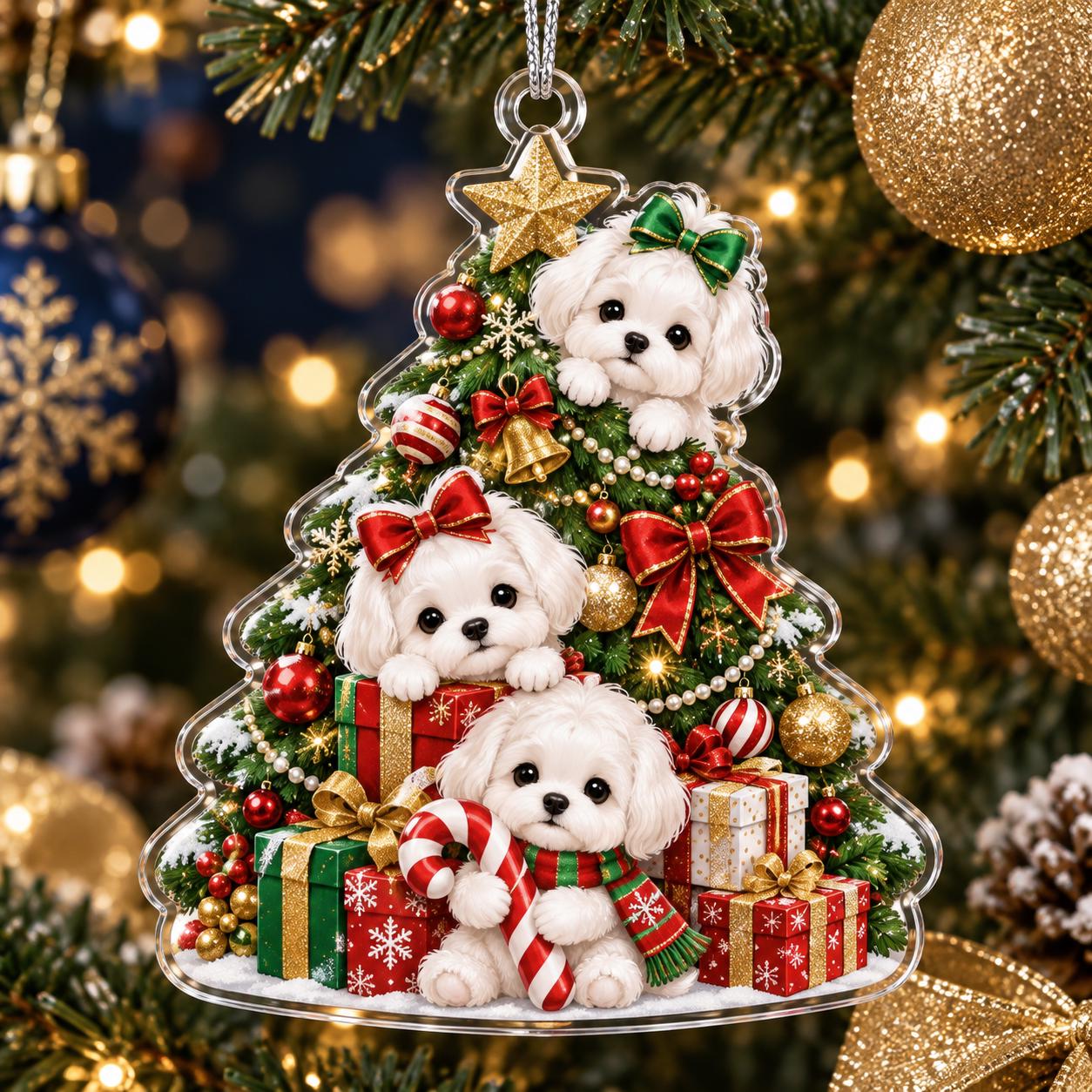 Cute White Maltese Dog Acrylic Christmas Ornament – Santa Sleigh And Gingerbread Holiday Tree Decor Gift For Dog Lover - photo 7