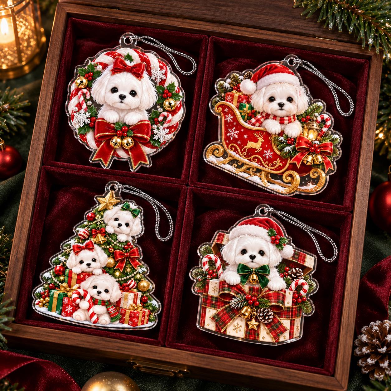 Cute White Maltese Dog Acrylic Christmas Ornament – Santa Sleigh And Gingerbread Holiday Tree Decor Gift For Dog Lover - photo 9