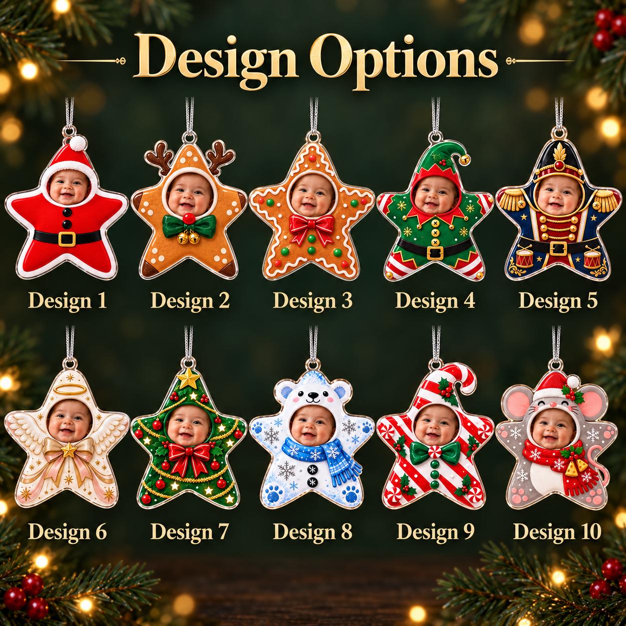 Personalized Baby Photo Acrylic Christmas Ornament With Custom Star Tree – Gingerbread Elf And Mouse Costume Keepsake Gift - photo 5