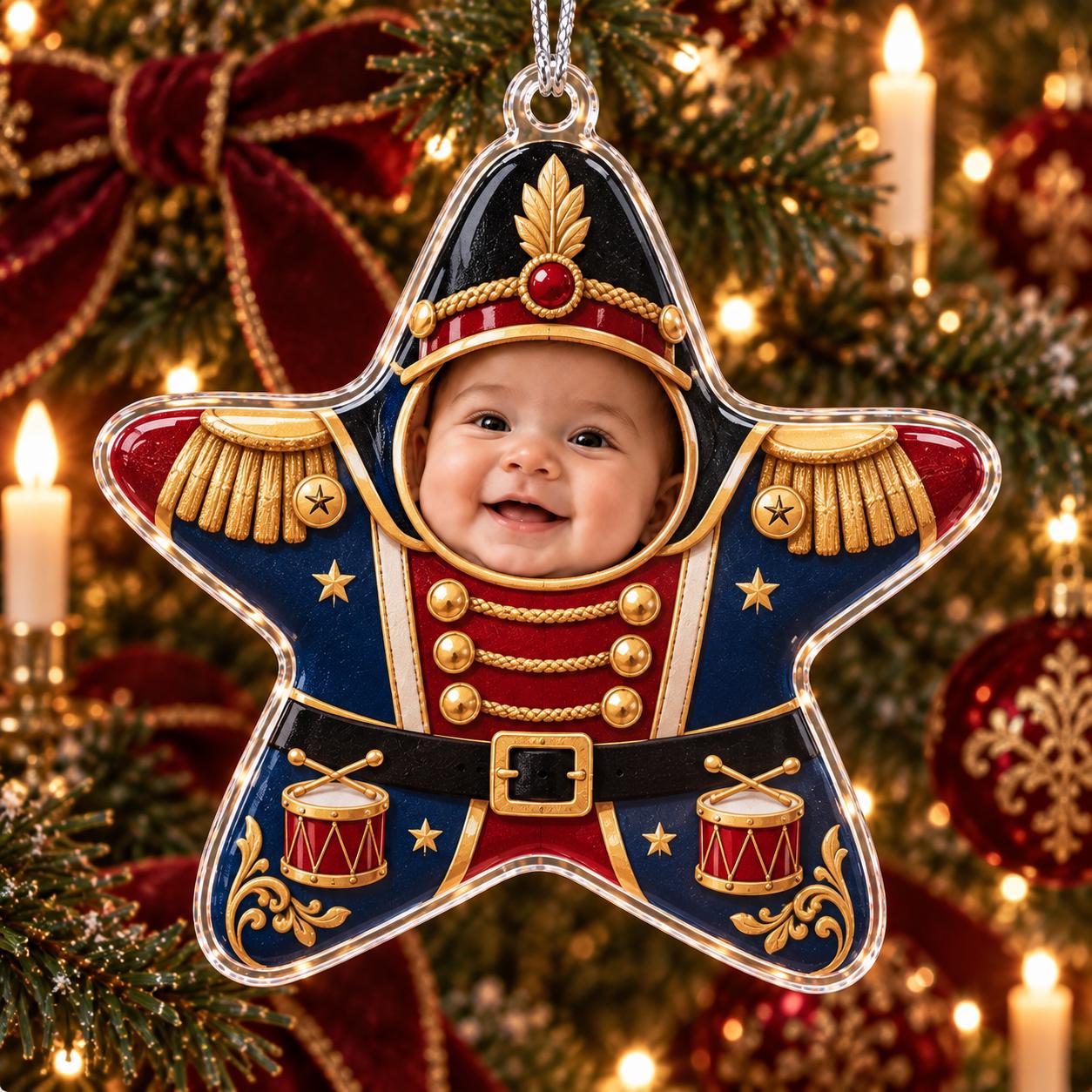 Personalized Baby Photo Acrylic Christmas Ornament With Custom Star Tree – Gingerbread Elf And Mouse Costume Keepsake Gift - photo 9