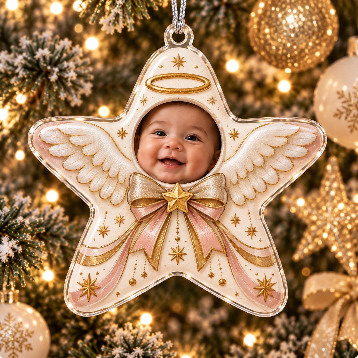Personalized Baby Photo Acrylic Christmas Ornament With Custom Star Tree – Gingerbread Elf And Mouse Costume Keepsake Gift - photo 10