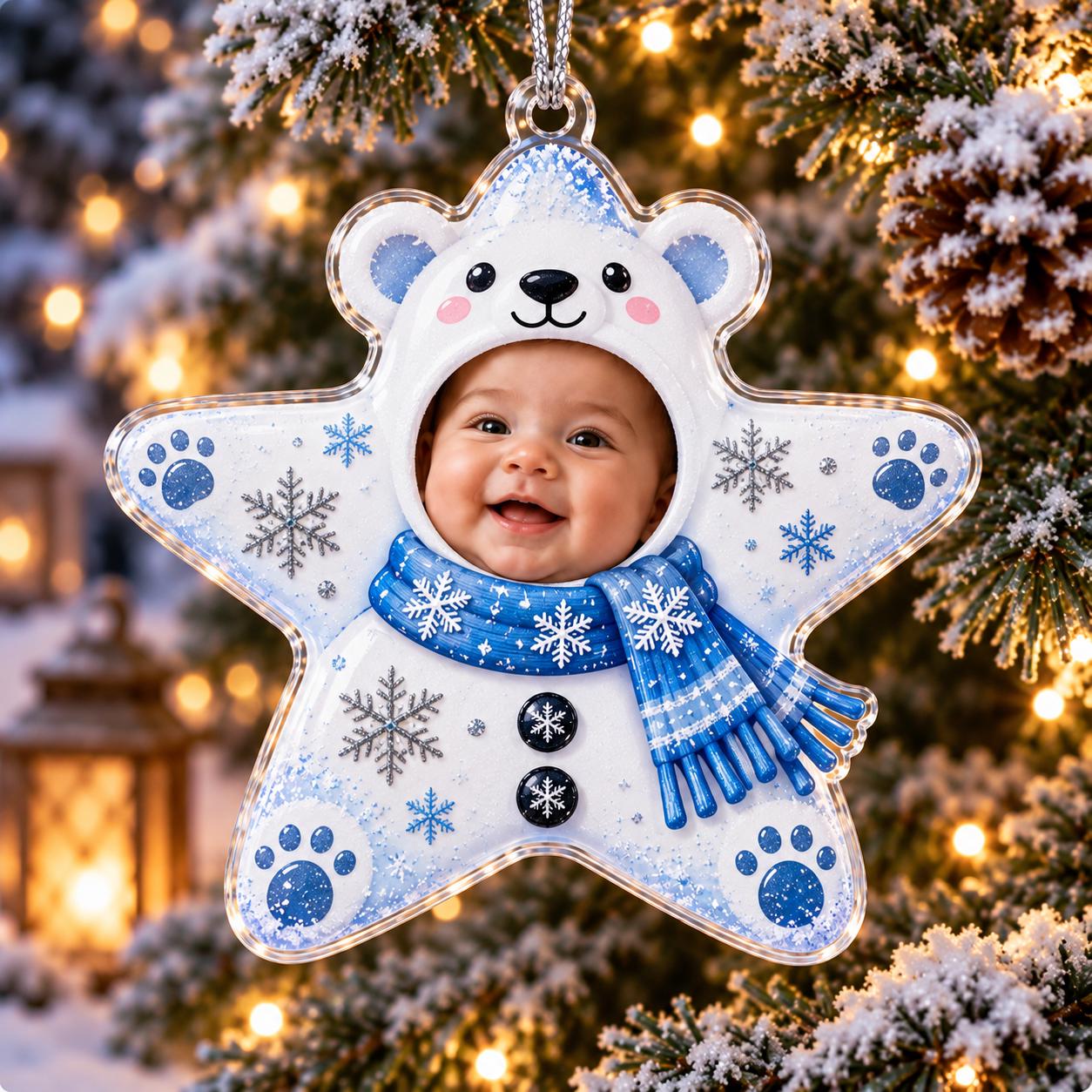 Personalized Baby Photo Acrylic Christmas Ornament With Custom Star Tree – Gingerbread Elf And Mouse Costume Keepsake Gift - photo 12