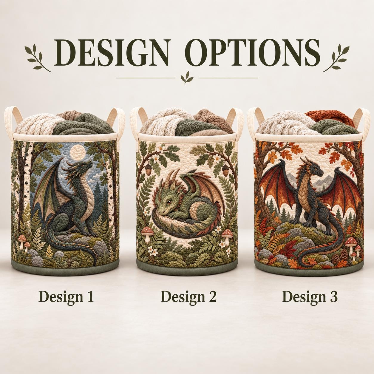 Dragon Laundry Basket and Moon Forest Hamper – Fantasy Nursery Storage Bin and Woodland Dragon Organizer with Lover Gift - photo 4
