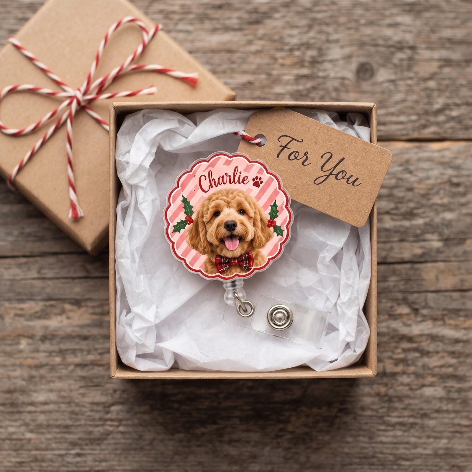 Personalized Pet Badge Reel and Custom Pet Photo ID Holder – Christmas Dog Cat Badge Reel for Nurse Holiday Work Gift with Name - photo 6