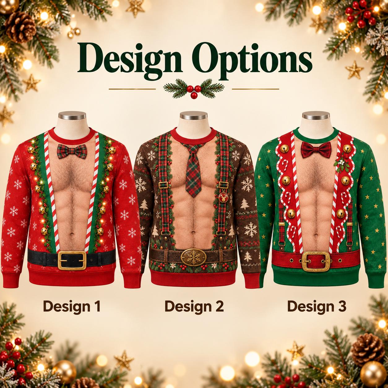 Funny Green Elf Suspenders Sweatshirt for Men – Jingle Holiday Shirt and Christmas Sweater Xmas Party Gift - photo 3
