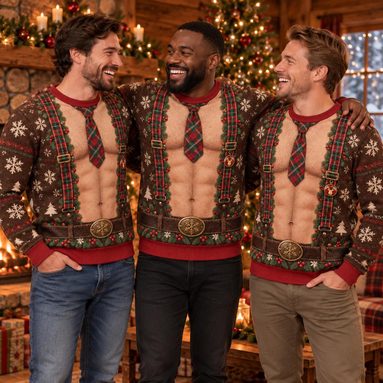 Funny Green Elf Suspenders Sweatshirt for Men – Jingle Holiday Shirt and Christmas Sweater Xmas Party Gift - photo 8