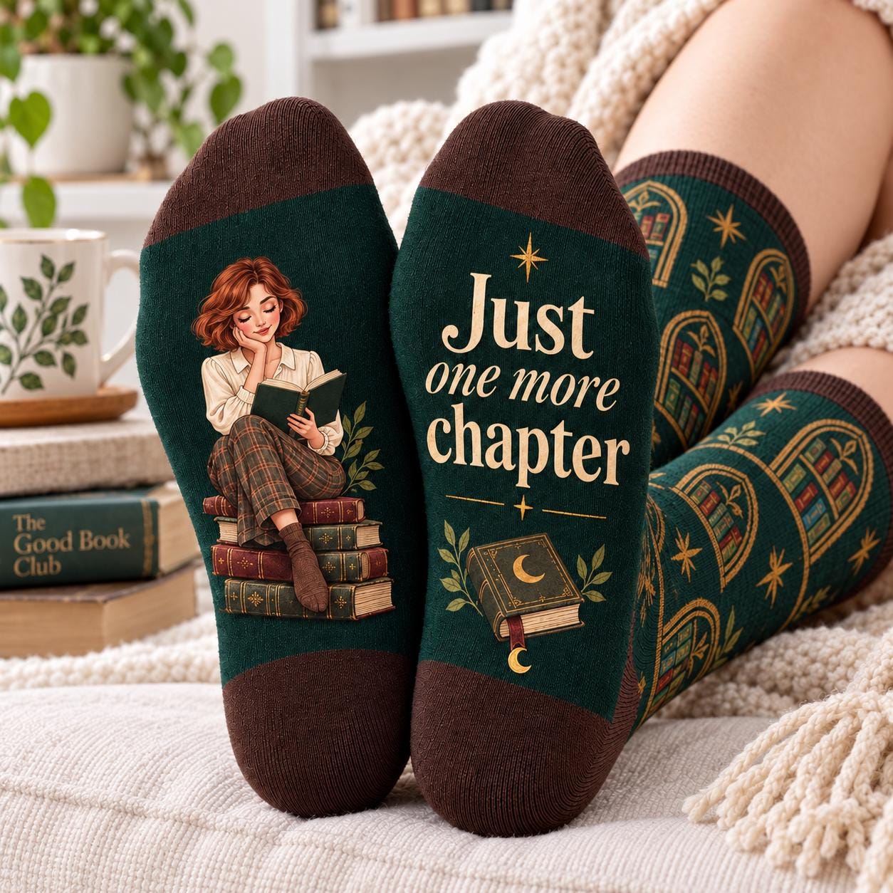 Book Lover Socks and Just One More Chapter Reading Socks – Cozy Reader Gift and Bookish Gifts for Women with Librarian Teacher Birthday - photo 5