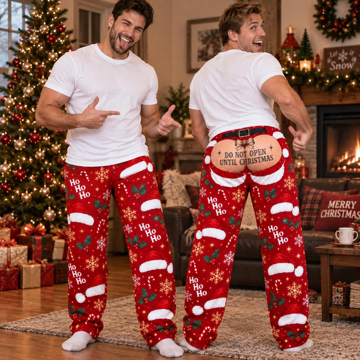 Funny Fake Butt Pajama Pants for Men – Do Not Open Until Christmas White Elephant Gag Gift for Him - photo 2