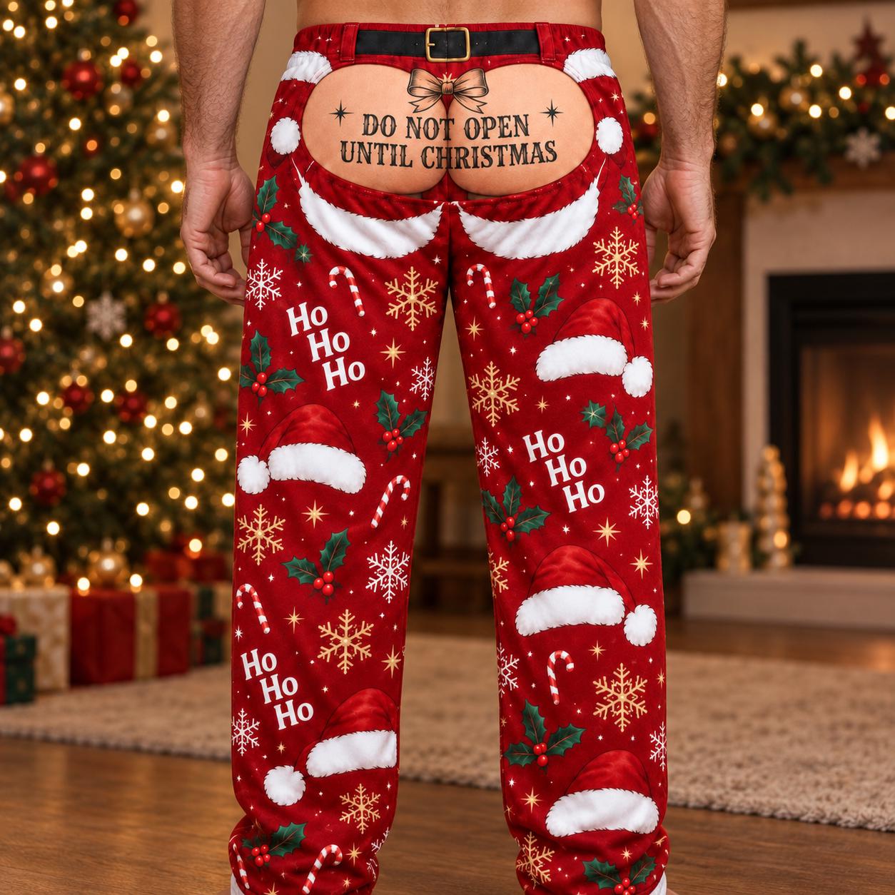 Funny Fake Butt Pajama Pants for Men – Do Not Open Until Christmas White Elephant Gag Gift for Him - photo 5